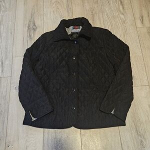 Gallery Women's Black Quilted Polyester Jacket Snap Front